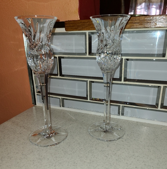 Elegant Crystal Candle Holders Flutes - Picture 4 of 8